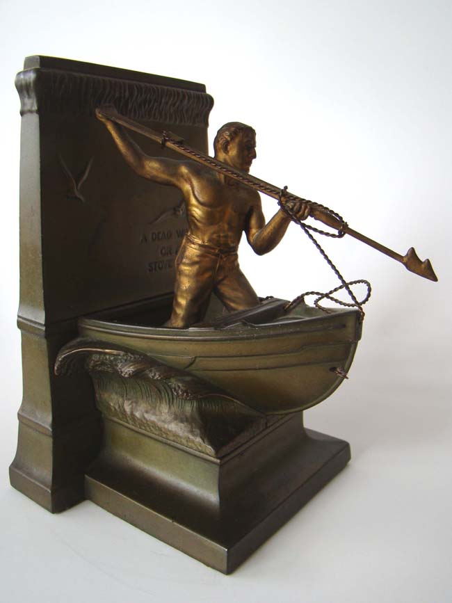 A single New Bedford Whaling Monument bookend by Jennings Brothers circa 1930 — image 2